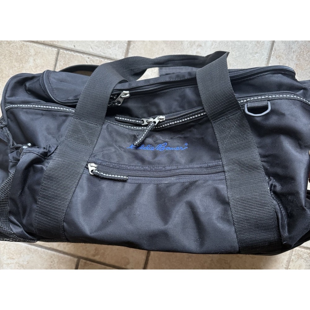 Eddie Bauer Black Charcoal Gray Duffel Bag Travel Gym Carry On Shoulder Strap